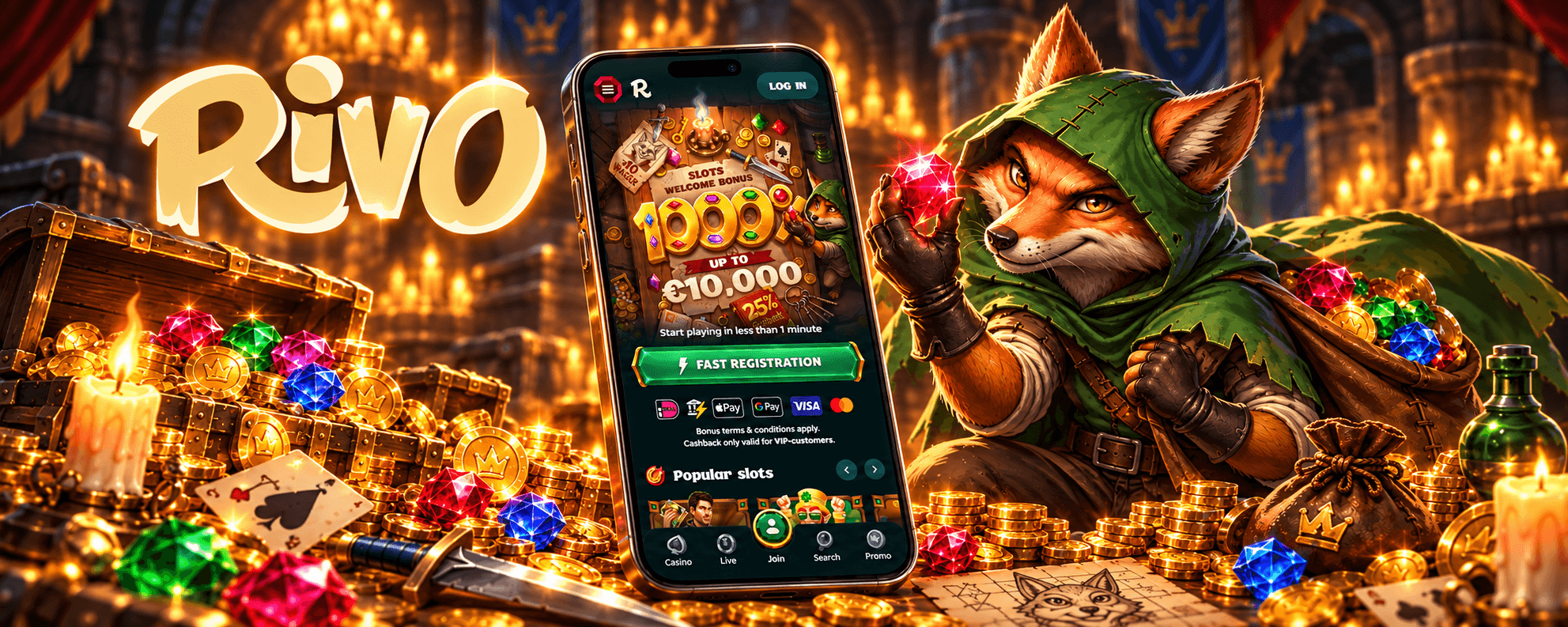 Capture d'écran de l'app Rivo Casino